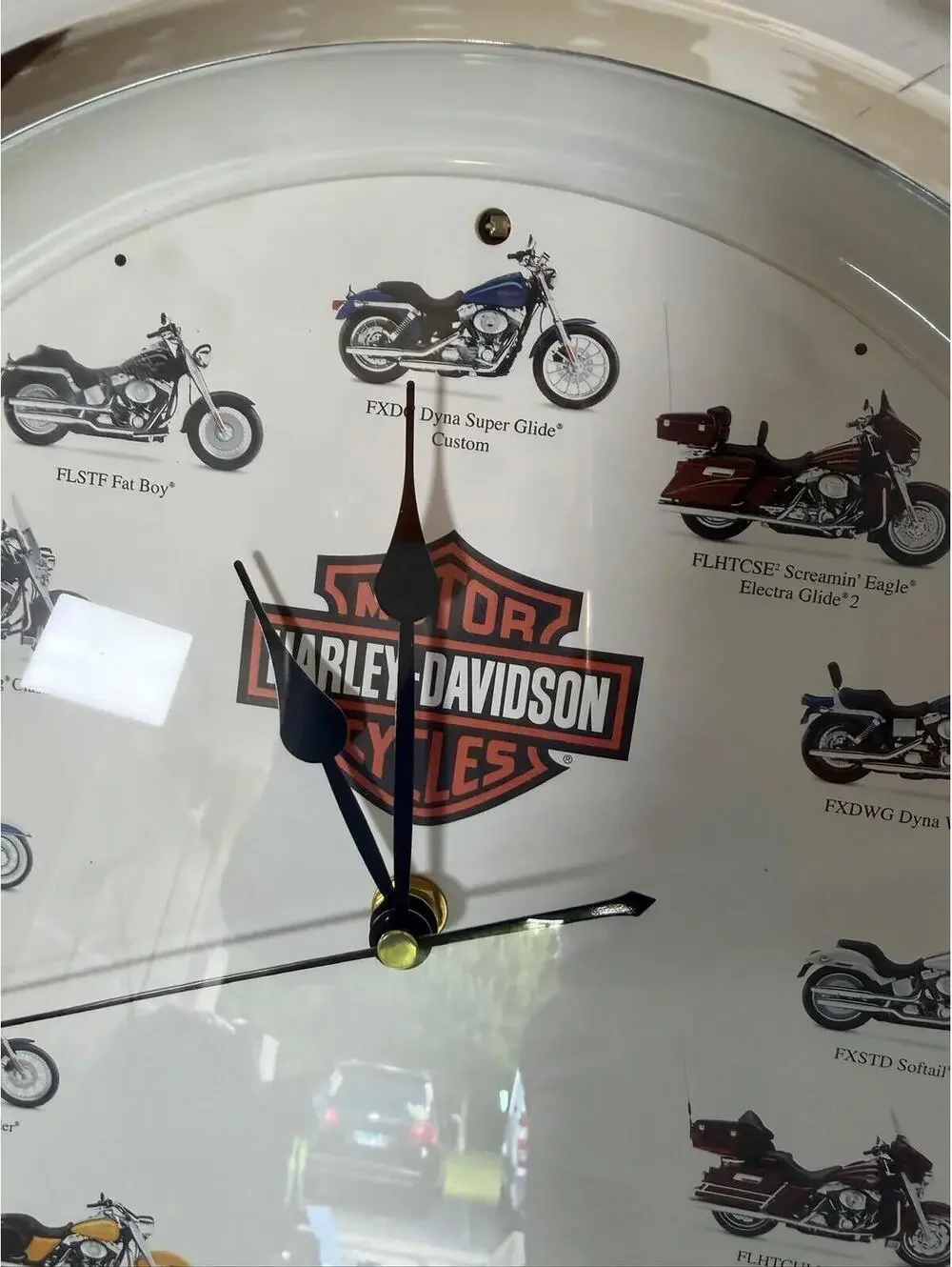 Harley-Davidson Motorcycles Collage Wall Clock Chrome Frame Used - Good